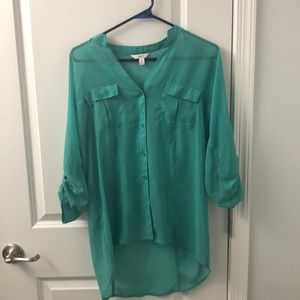Kelly green high low blouse